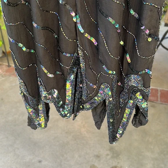 Beaded dress, very fitted..ptp 15 1/2 waist 13in , length approximately 39in - Picture 5 of 8